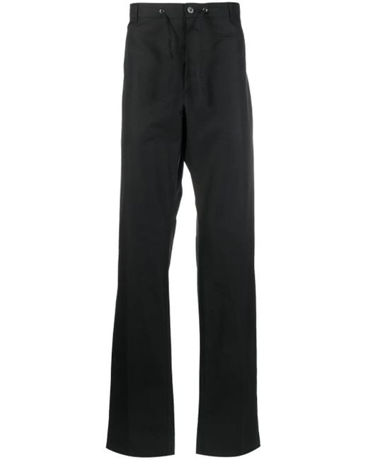 McQueen Black Drawstring-Waist Straight-Leg Trousers for men