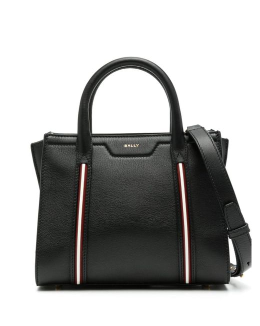 Bally Black Striped Leather Tote Bag