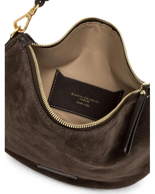 Gianni Chiarini Brown Knotted-Handle Suede Shoulder Bag