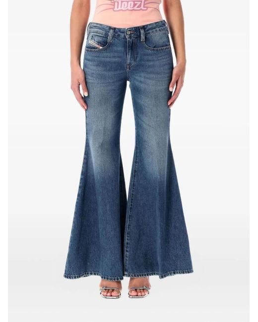 DIESEL Blue 1970 D-Bleess Flared Cotton Jeans
