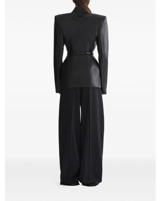 Mugler Black Leather Fitted Jacket