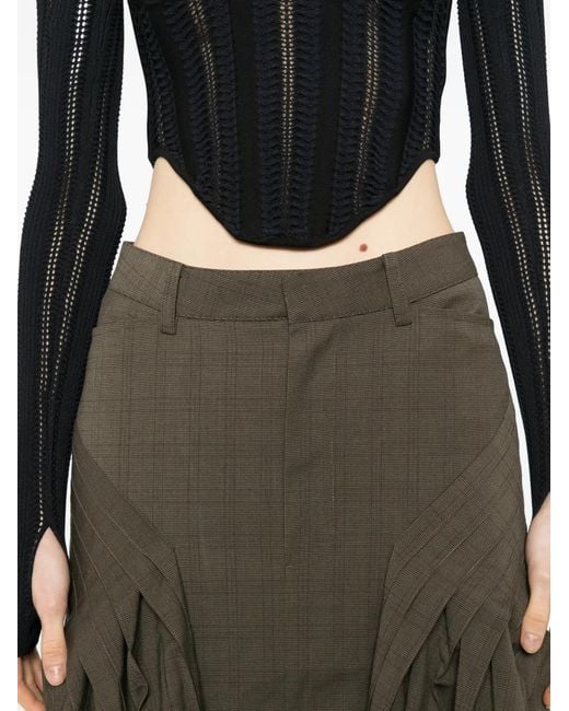 BONBOM Green Plaid Midi Skirt
