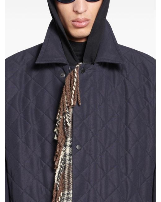 Balenciaga Blue Layered Quilted And Check Parka for men