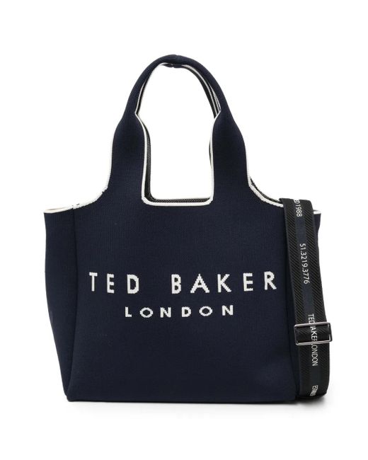 Ted Baker Blue Logo-Embroidered Tote Bag