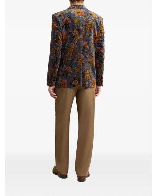 Etro Multicolor Veste À Boutonnage Simple En Velours De Coton Stretch À Motif Floral for men