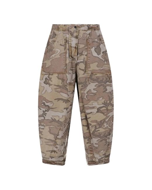 Needles Green Camo Wide Trousers for men