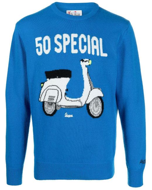 Mc2 Saint Barth Wool Vespa Scooter Fineknit Jumper in Blue for Men Lyst