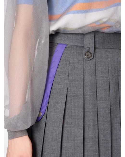 Kolor Gray Pleated Panelled Mini Skirt