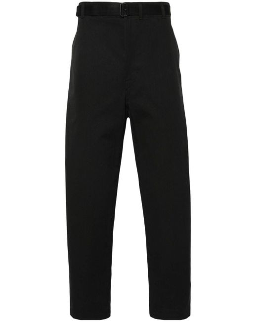 Lemaire Black Strap-Detail Tapered Trousers for men