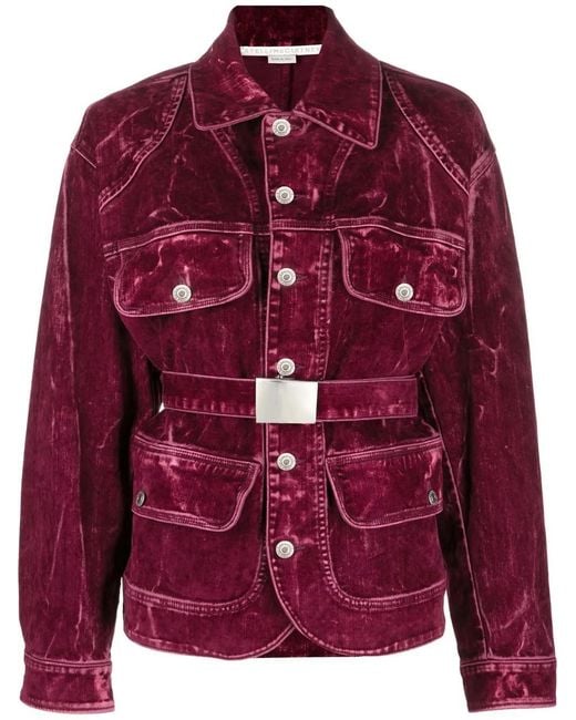 Stella McCartney Red Neutral Velvet Denim Jacket - Women's - Cotton/elastane
