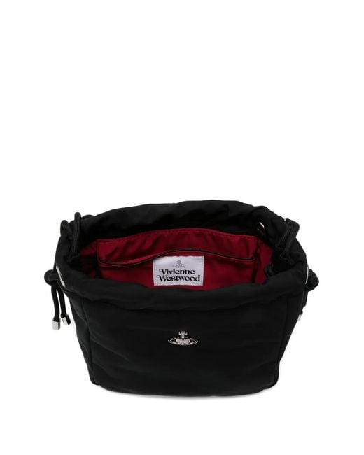 Vivienne Westwood Black Small Hilary Orb-Detail Drawstring Bucket Bag