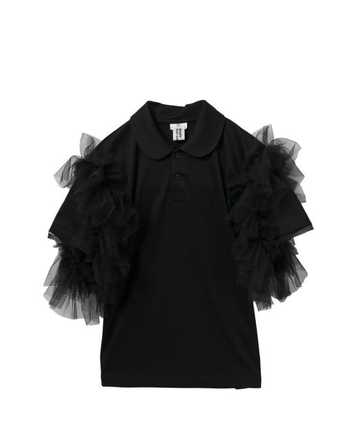 Noir Kei Ninomiya Black Ruffled Polo Shirt