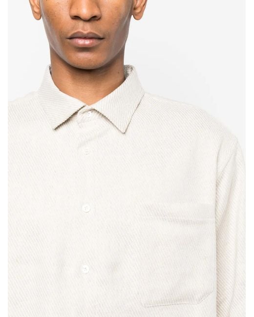 BOTTER White Button-Up Cotton-Linen Shirt for men