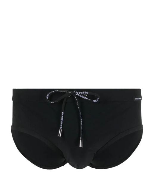 Dolce & Gabbana Black Logo-Patch Swim Briefs for men
