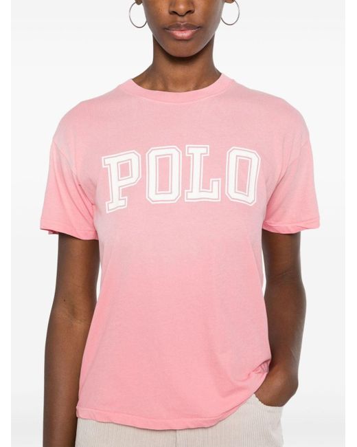 Polo Ralph Lauren Pink Logo-Print Cotton T-Shirt