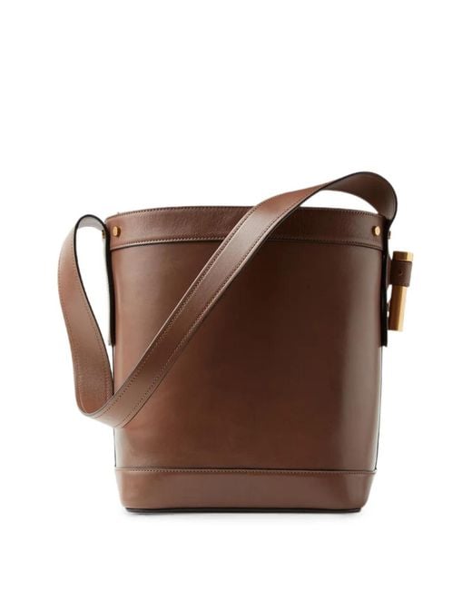 Versace Brown Pivot Small Leather Bucket Bag