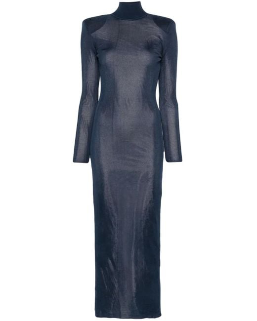 Robe Maxi En Viscose Tricotée Marine Rs25125Xbl Self-Portrait en coloris Blue