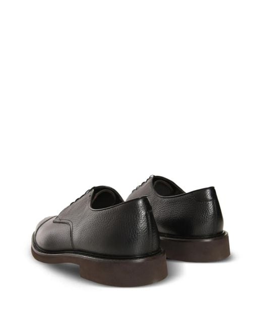 Doucal's Black Leather Lace-Up Derby Shoes for men