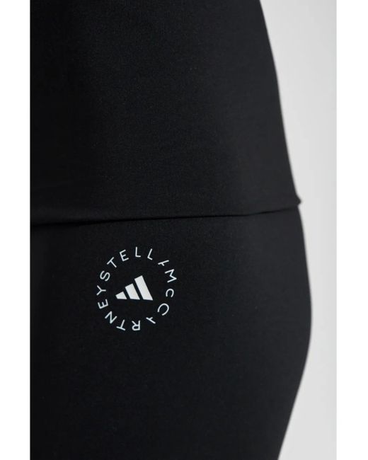 Adidas By Stella McCartney Black Logo-Print High-Waisted Leggings