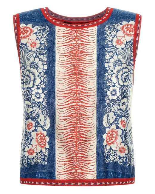 Roberto Cavalli Blue Print Sleeveless Top