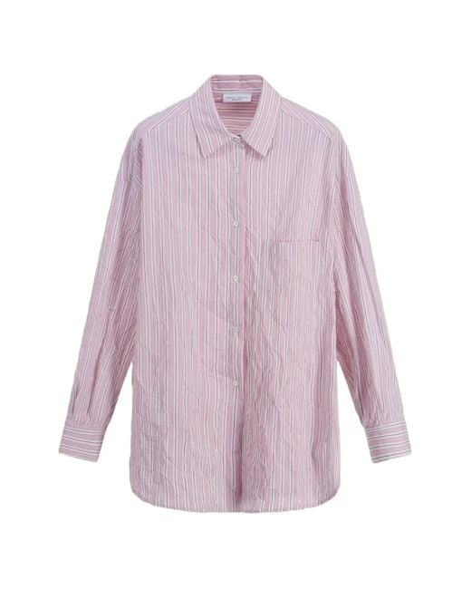 Roberto Collina Purple Striped Wrinkled Shirt