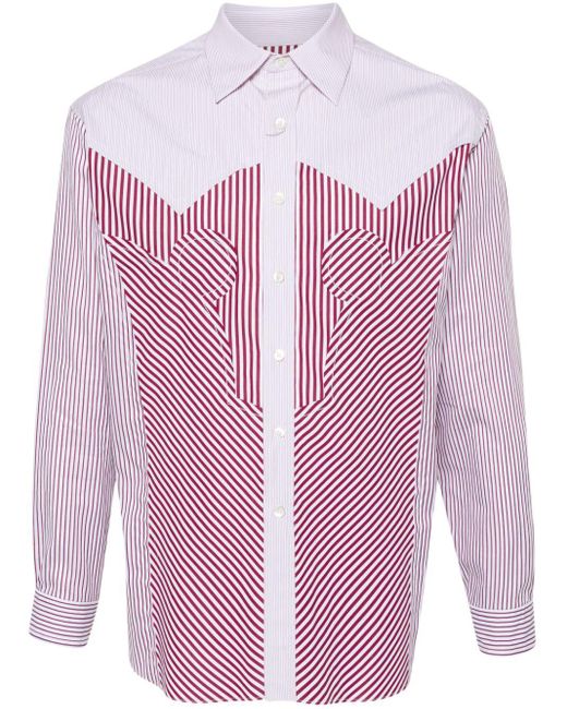 Maison Margiela Gestreiftes Yoke Hemd in Pink für Herren