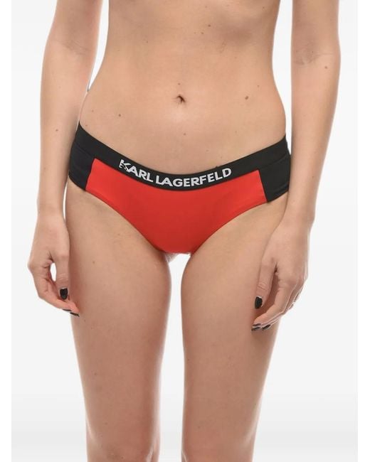 Karl Lagerfeld Red Logo-Waistband Bikini Briefs