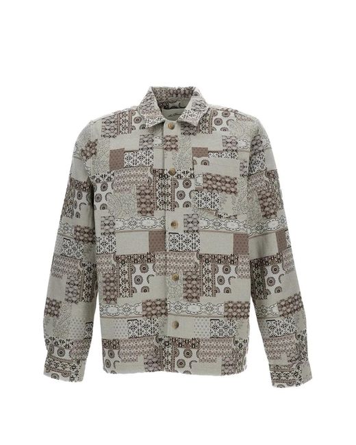 Les Deux Gray Patchwork Patterned Shirt Jacket for men