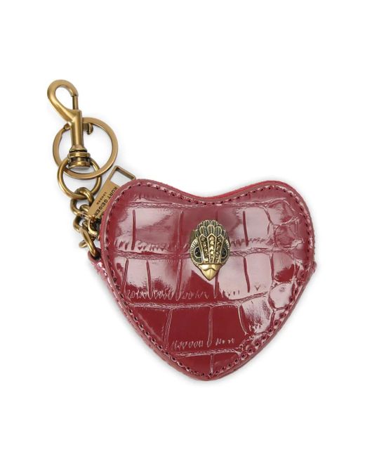 Kurt Geiger Pink Kensington Heart-Shaped Croc-Effect Keyring
