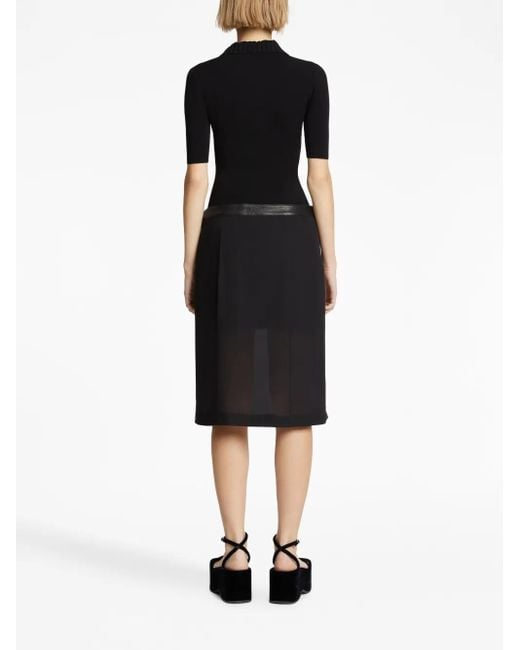 Proenza Schouler Black Short-Sleeved Knitted Polo Bodysuit