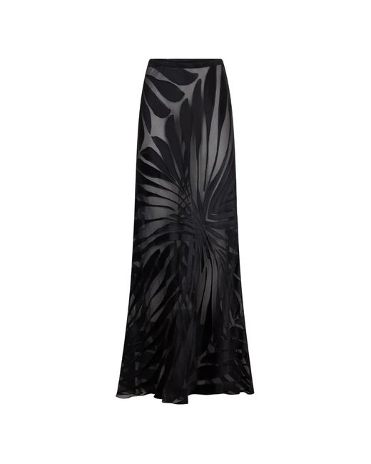 Roberto Cavalli Black Sheer Ray Print Maxi Skirt