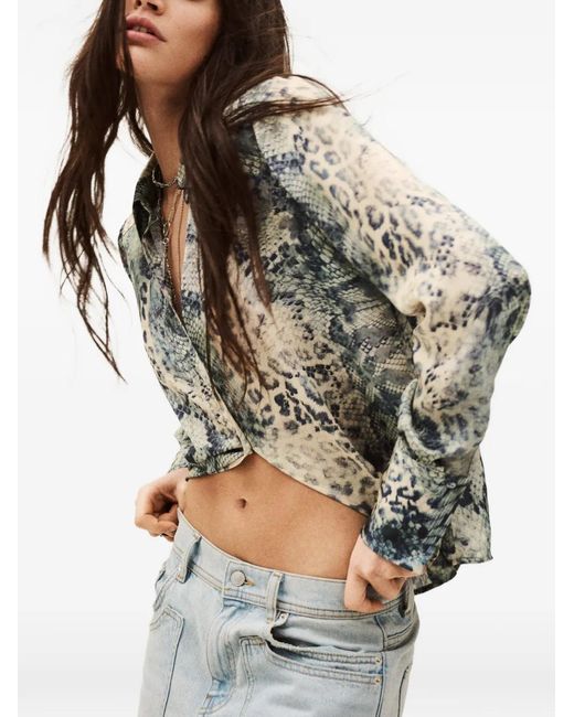 Ba&sh White Cornelia Animal-Print Shirt