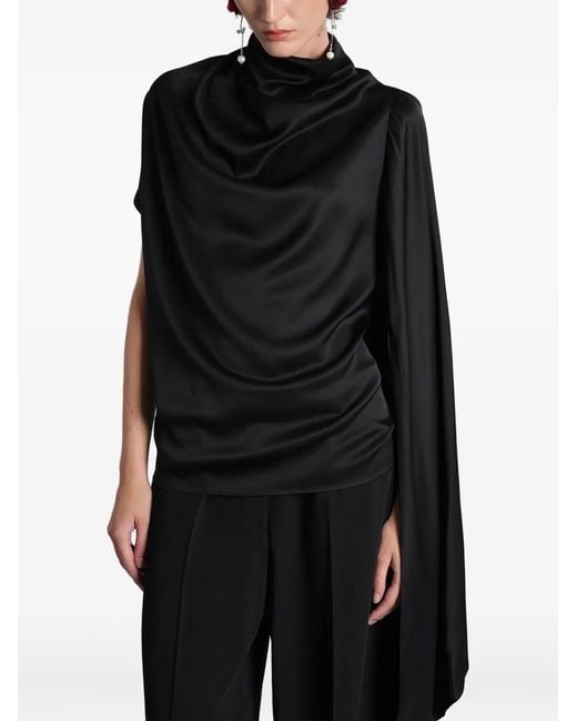 Magda Butrym Black Scarf-Detail Asymmetric Blouse