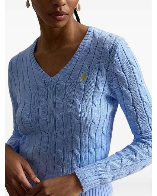 Polo Ralph Lauren Blue Cable-Knit V-Neck Sweater