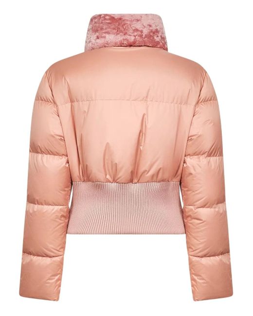 Fendi Pink Quilted Shearling-Collar Jacket