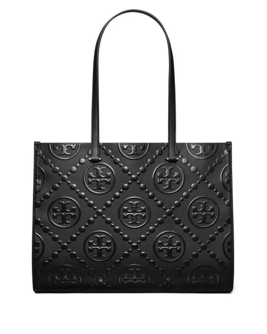 Tory Burch Black T Monogram Embossed Tote