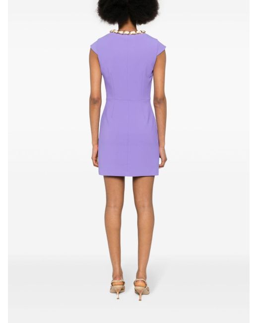 Elisabetta Franchi Purple Scarf-embellished Mini Dress