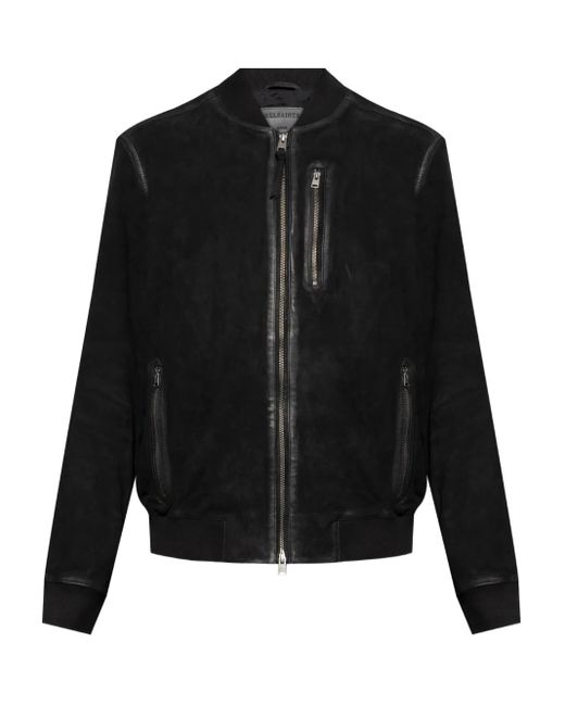 AllSaints Black Suede Bomber Jacket for men