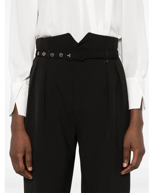 Nissa Black Pleat-Detailed Trousers
