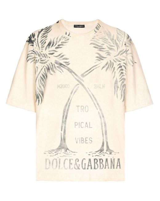 Camiseta con árbol estampado Dolce & Gabbana de hombre de color Natural