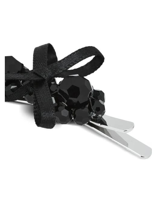 Simone Rocha Black Beaded Bow Hair Accessory