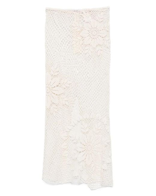 Magda Butrym White Crochet Midi Skirt