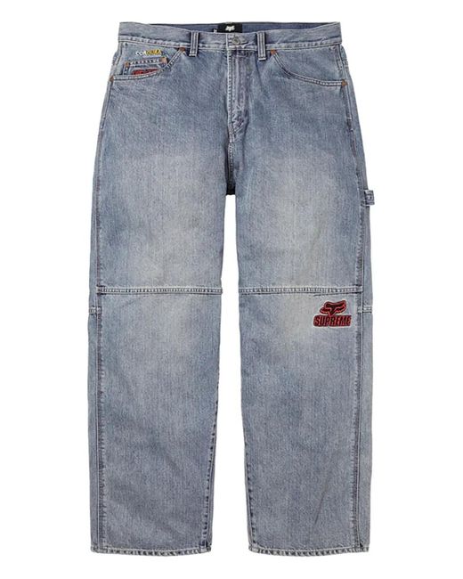 Supreme Blue X Fox Racing Logo-Detailed Jeans for men