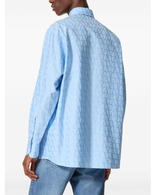 Valentino Garavani Blue Toile Iconographe Cotton Shirt for men