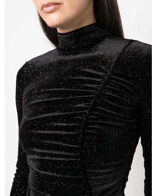 Patrizia Pepe グリッター ベルベットtシャツ Black