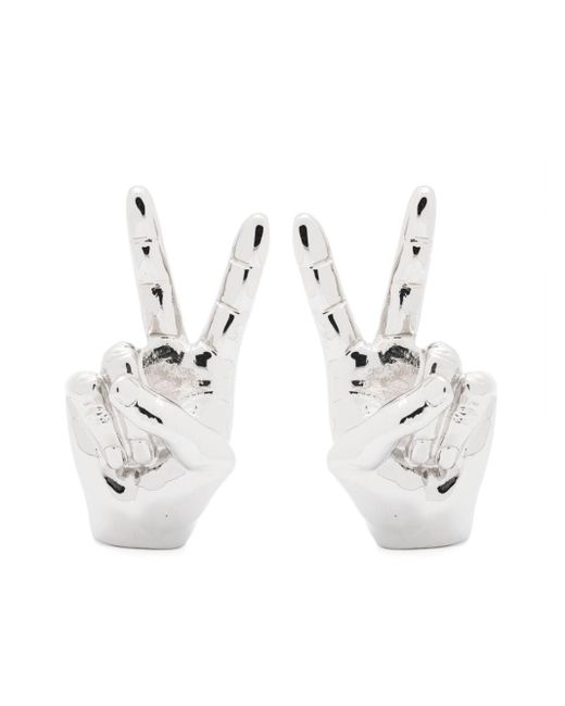 Y. Project White Mini Peace Polished Earrings