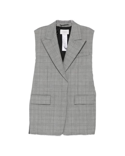 Sportmax Gray Abete Check-Pattern Sleeveless Gilet