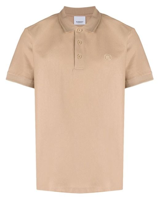 Burberry Natural Embroidered-Logo Cotton Polo Shirt for men