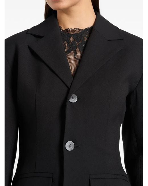Manière De Voir Black Claire Wide Shoulder Cinch Waist Blazer