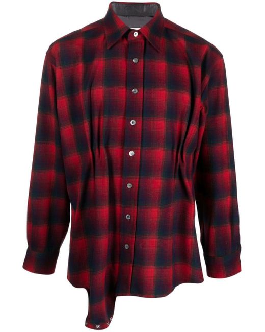Maison Margiela Red X Pendleton Checked Wool Playsuit Shirt for men